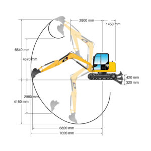 308E CR Mini Hydraulic Excavator with Swing Boom